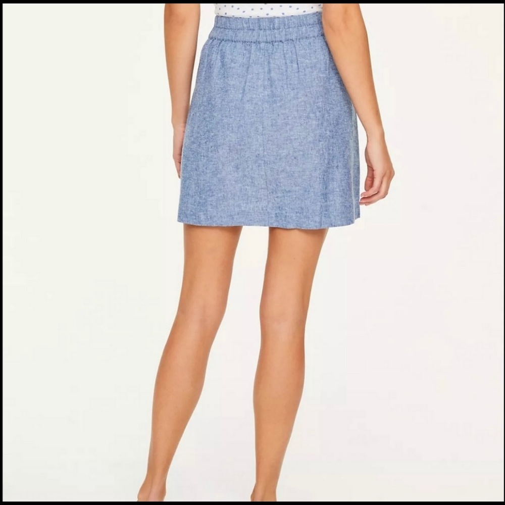 LOFT Blue Chambray Skirt Linen Cotton Blend Petite Small - Picture 4 of 10